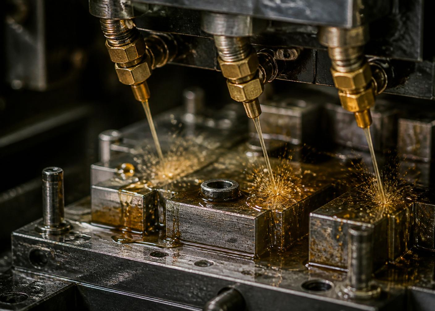 Nozzles applying lubricant by zone on a metal die
