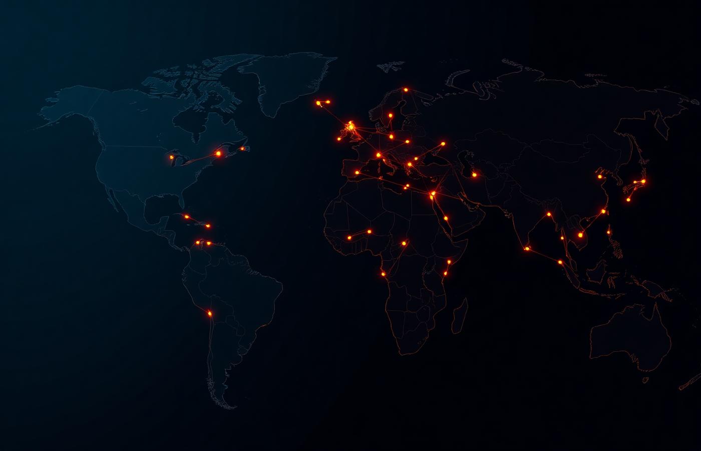 Map with international trade routes